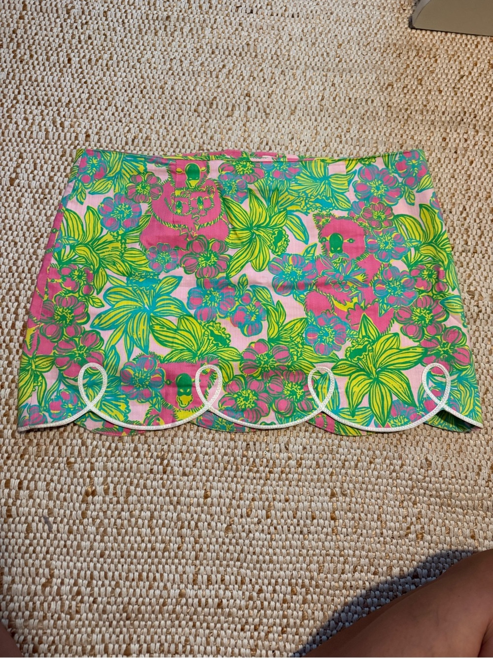 Lilly Pulitzer Koala Floral Scalloped Mini Skirt - Pink & Green